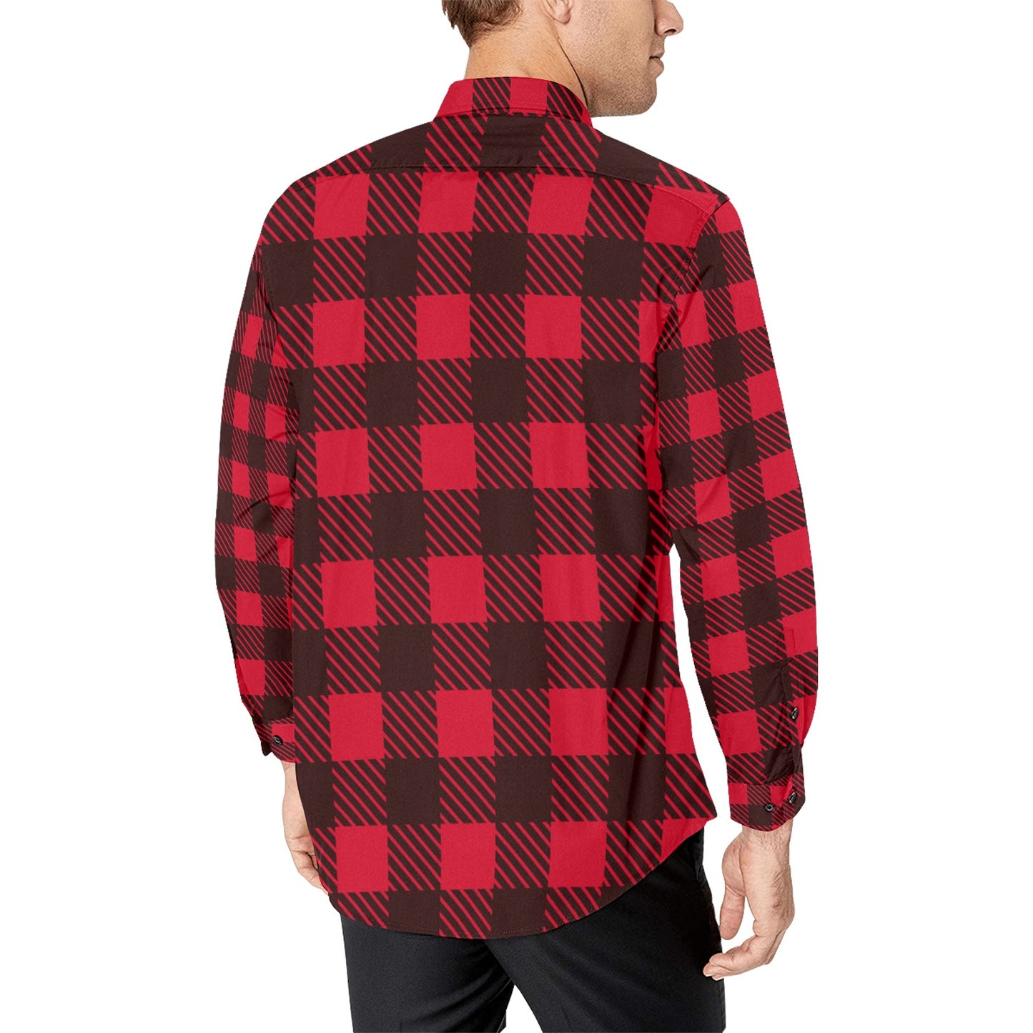 Red and Black Lumberjack Men's All Over Print Long Sleeve Shirt