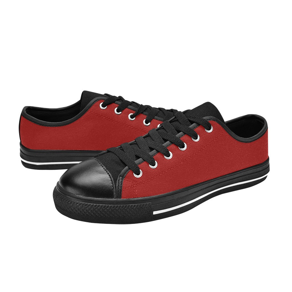 Canvas Low Top Men's Shoes - Dark Red