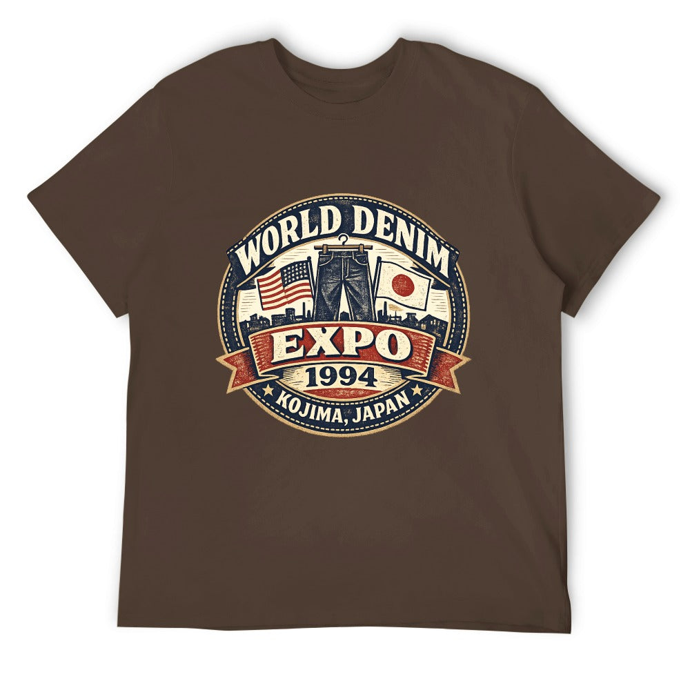 World Denim Expo 1994 Short Sleeve Cotton T Shirt - Brown
