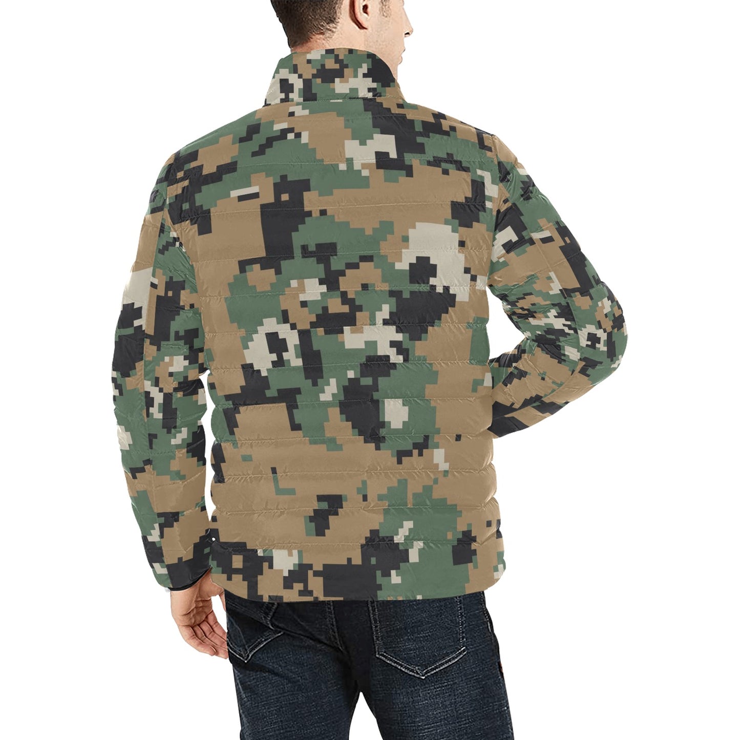 Army Green Digital Camo Puff Bomber Jacket