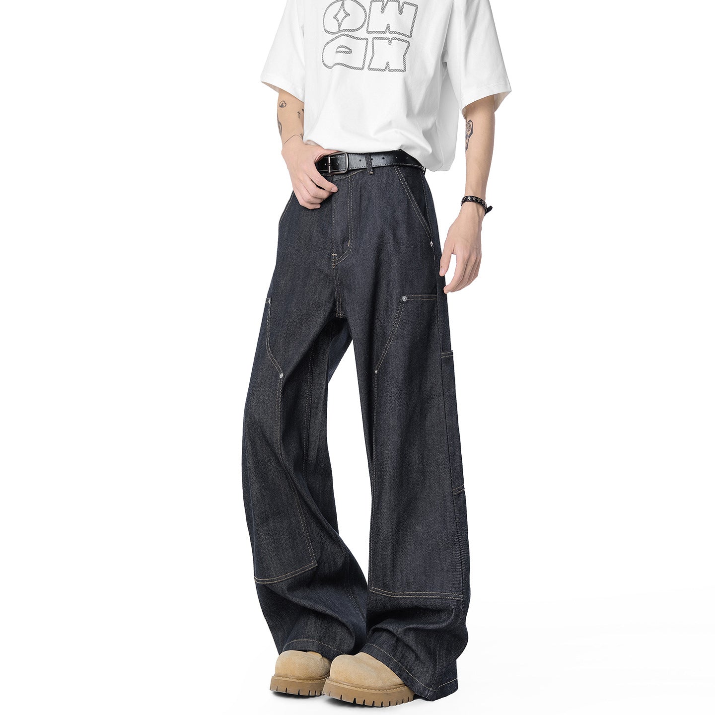 Men's Color Denim Trousers Summer Loose Casual Long Pants