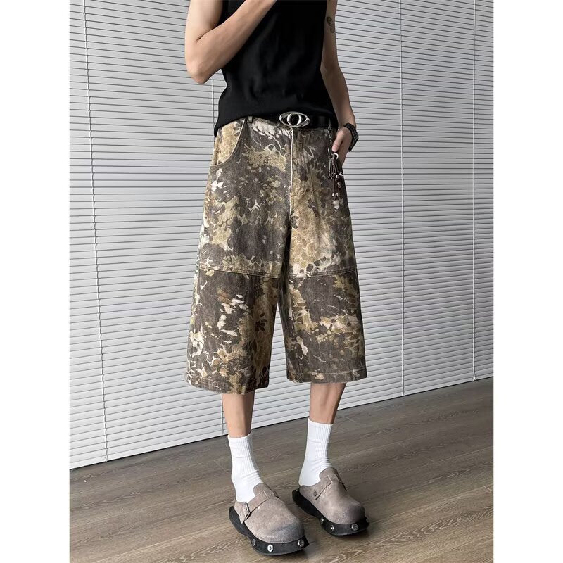 Casual Camouflage Denim Shorts for Men and Women