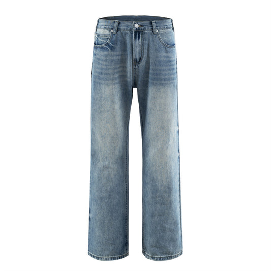 Men's Faded Denim Long Pants - Retro Street Style
