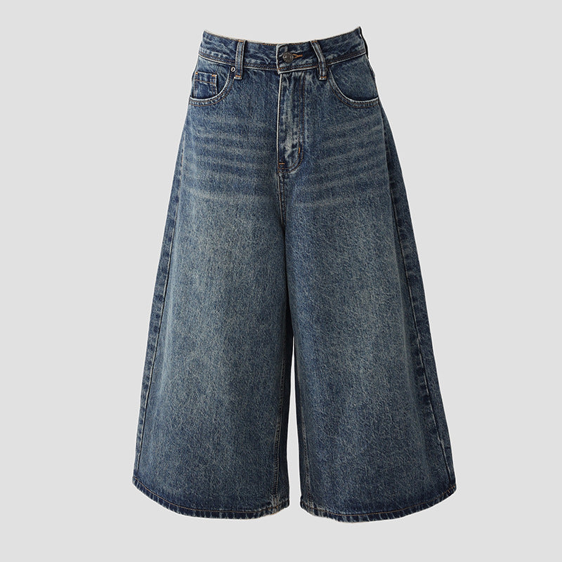 High-Waisted Loose Wide-Leg Pants for Women - Flowy Versatile Cropped Straight-Leg Jeans
