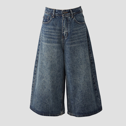 High-Waisted Loose Wide-Leg Pants for Women - Flowy Versatile Cropped Straight-Leg Jeans