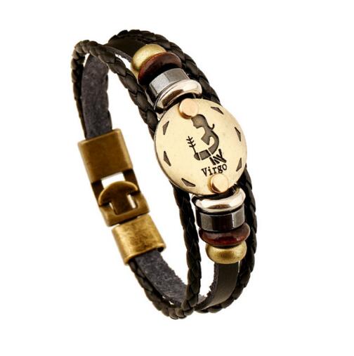 Bronze Alloy Buckles Zodiac Signs Bracelet