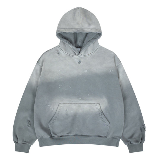 Splatter Distressed Gradient Spray Monkey Hoodie Sweatshirt