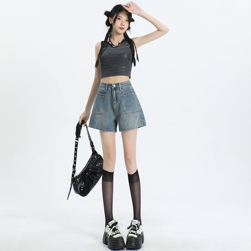 Women's High Waist Loose Wide Leg Denim Shorts