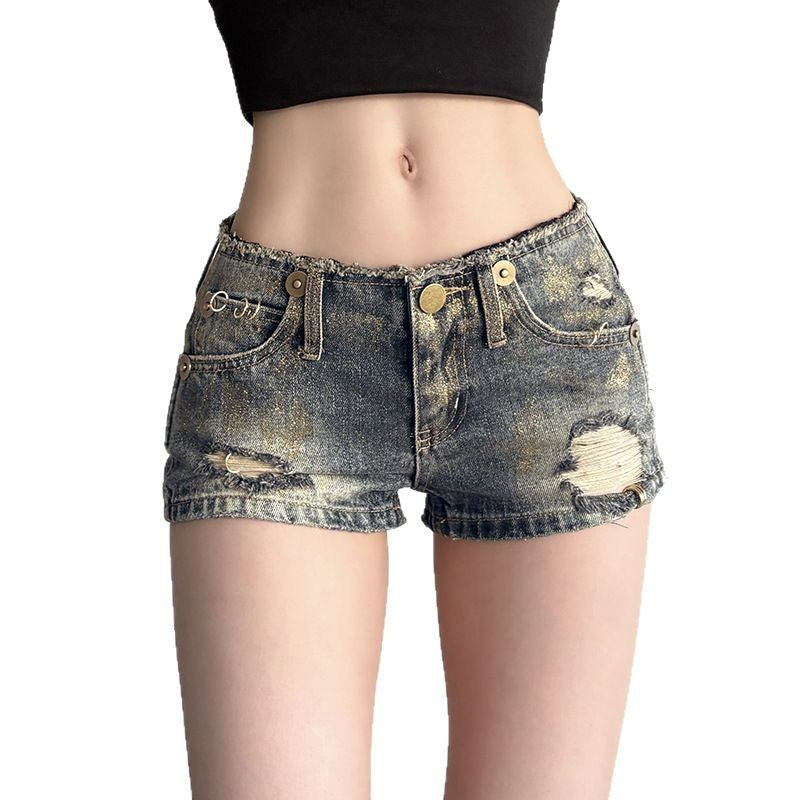 Ultra-Short Low-Waist Denim Shorts for Women
