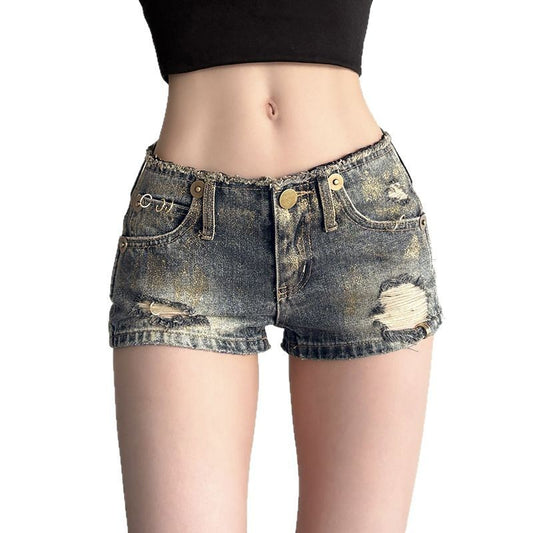 Ultra-Short Low-Waist Denim Shorts for Women