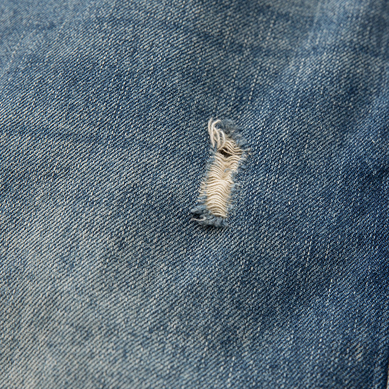 Tailored Cat-Whisker Washed Denim Pants Men's Long Pants