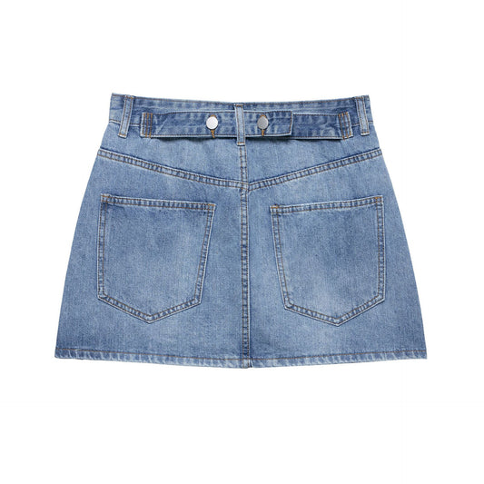 Vintage A-line Hip-Hugging Denim Skirt for Women