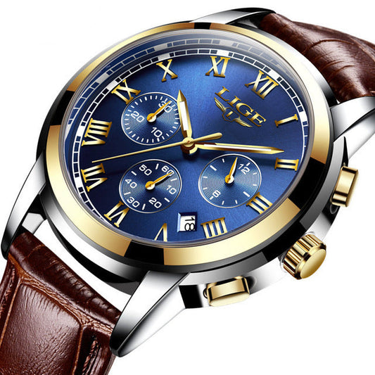 Men's Casual Business Waterproof Watch Multi-Function Luminous Watch