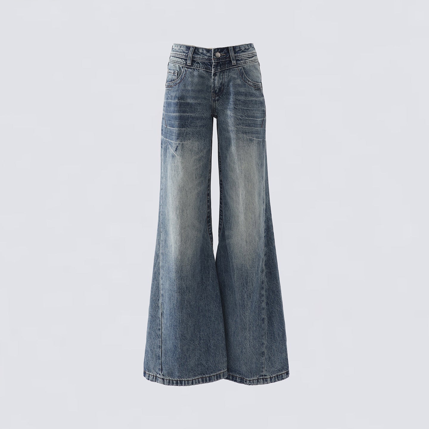 Women's Low-Waist Denim Pants - Wide-Leg Loose Flare Trousers