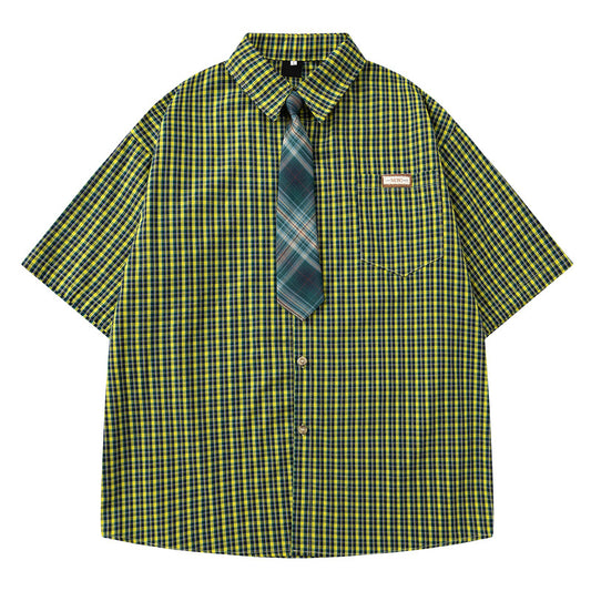 Short Sleeve Shirt for Men and Women Casual Loose Couple Blouse