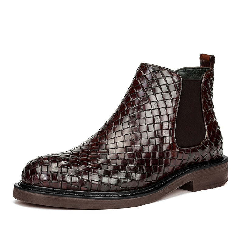 Men's Woven Pattern Short Boots