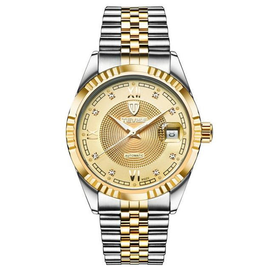 Luxury Men's Automatic Tourbillon Mechanical Watch with Gold Finish