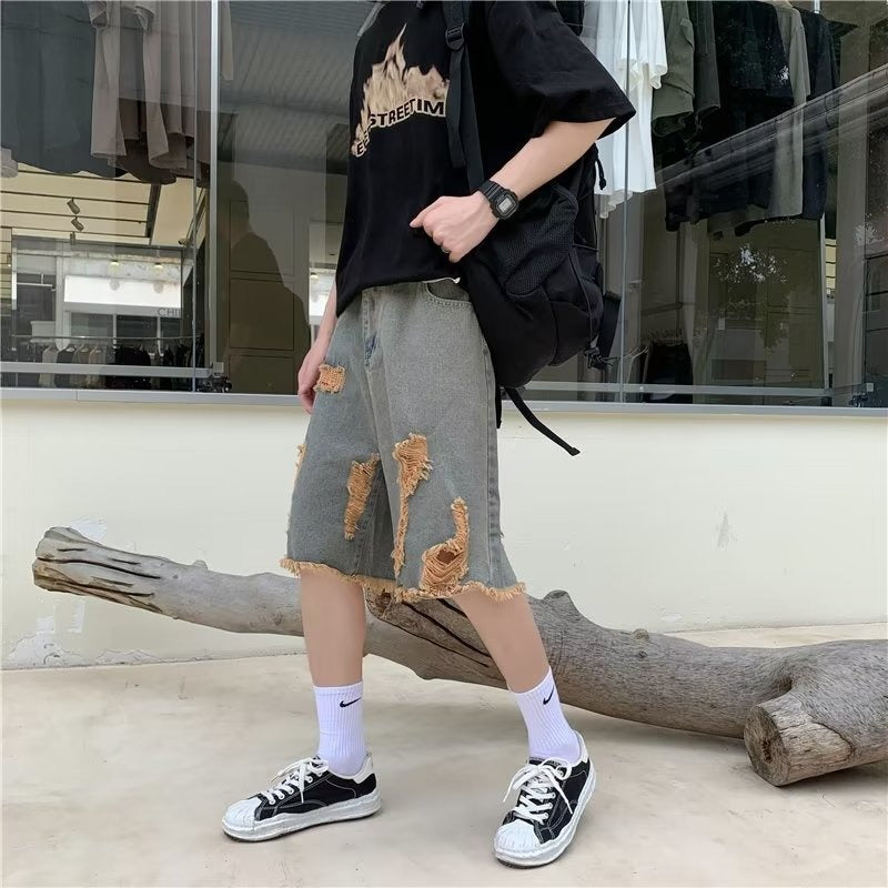 Men's Summer Washed Distressed Denim Shorts