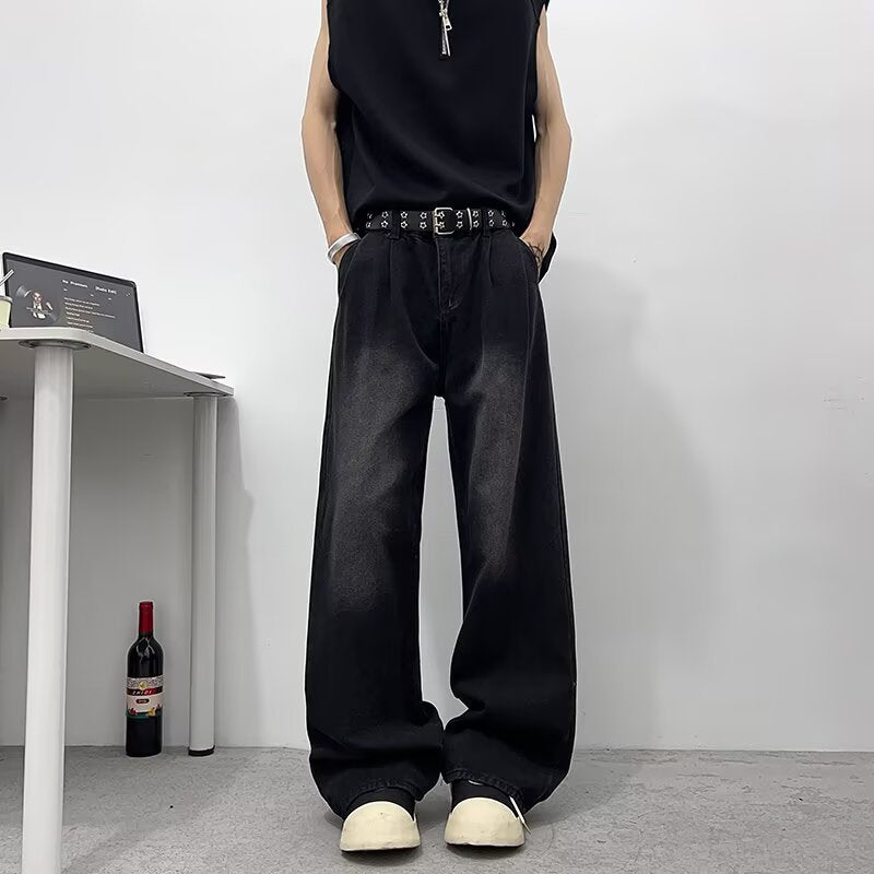 Water Washed Versatile Men's Loose Straight Leg Jeans