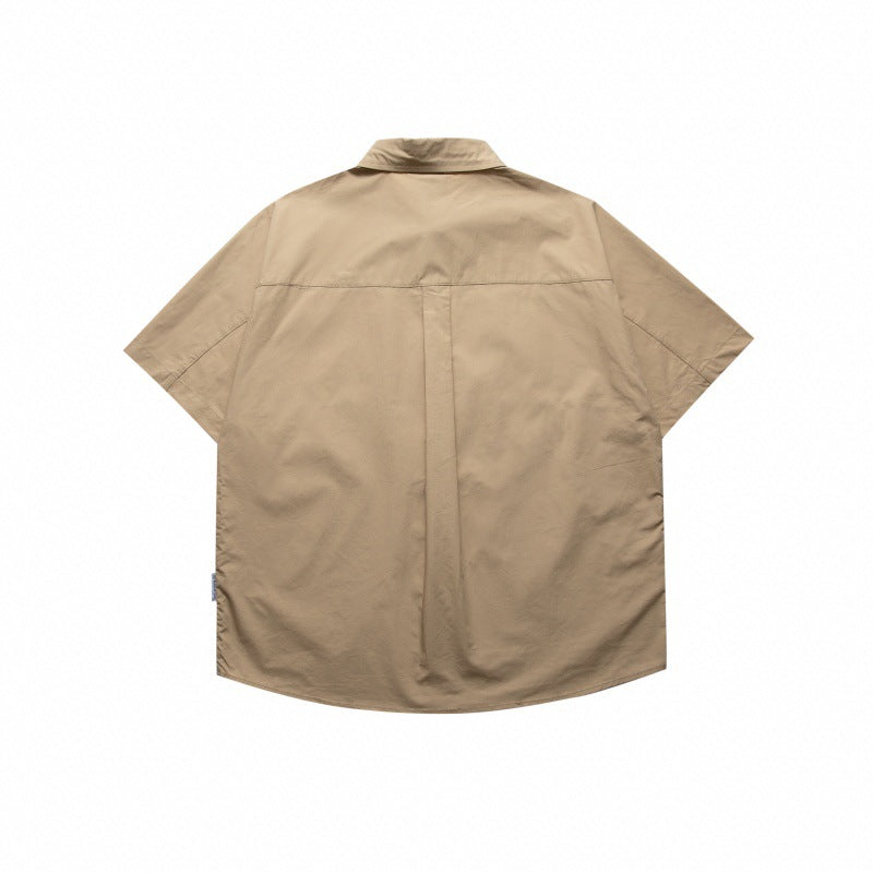 Solid Color Short Sleeve Loose Fit Shirt for Men