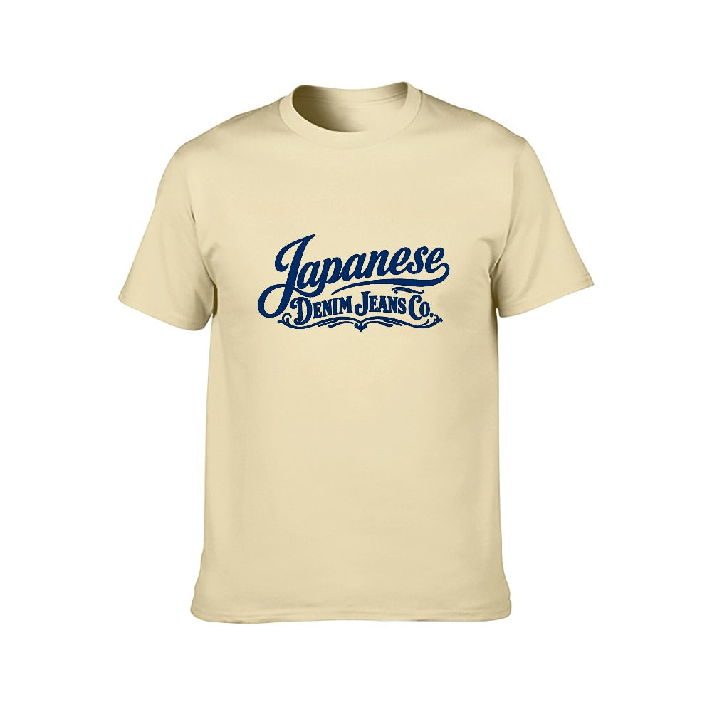 Japanese Denim Jeans Co. Men's Short Sleeve 100% Cotton T-shirt - Cream