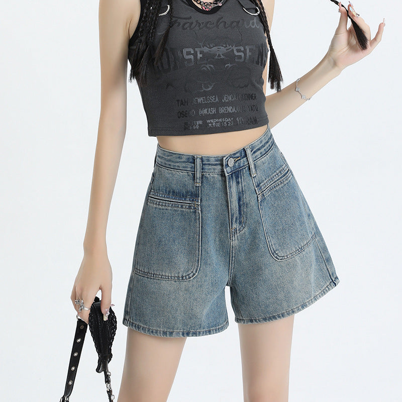 Women's High Waist Loose Wide Leg Denim Shorts
