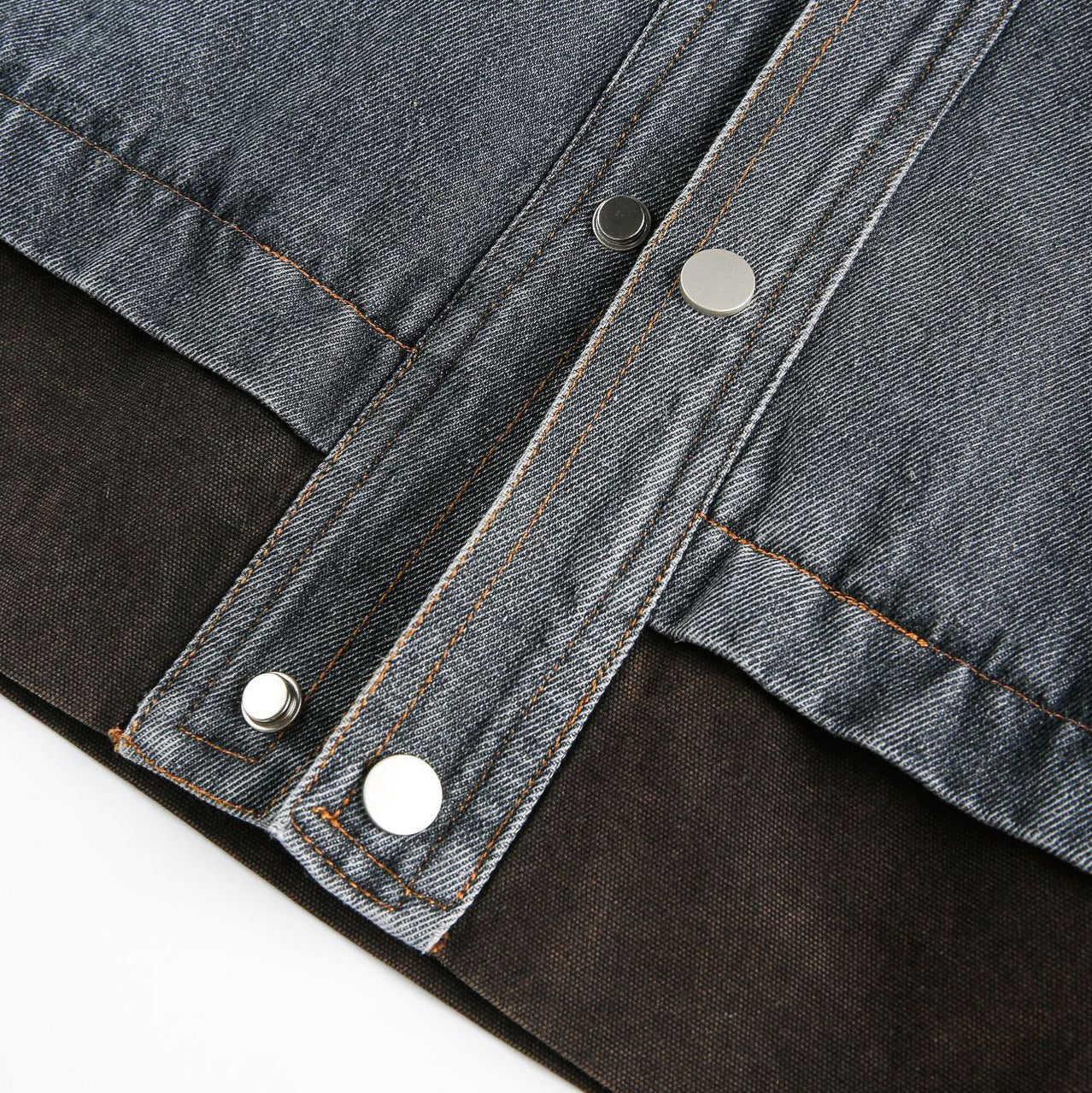 High-Street Stand Collar Patchwork Functional Denim Jacket