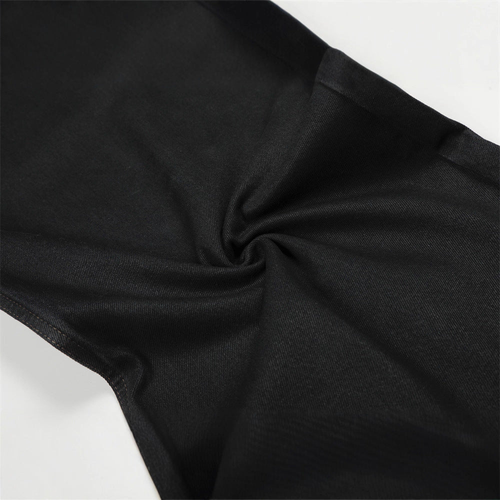 Street Men's Solid Color Simple Blade Jeans, Casual Loose Fit Pants for Men