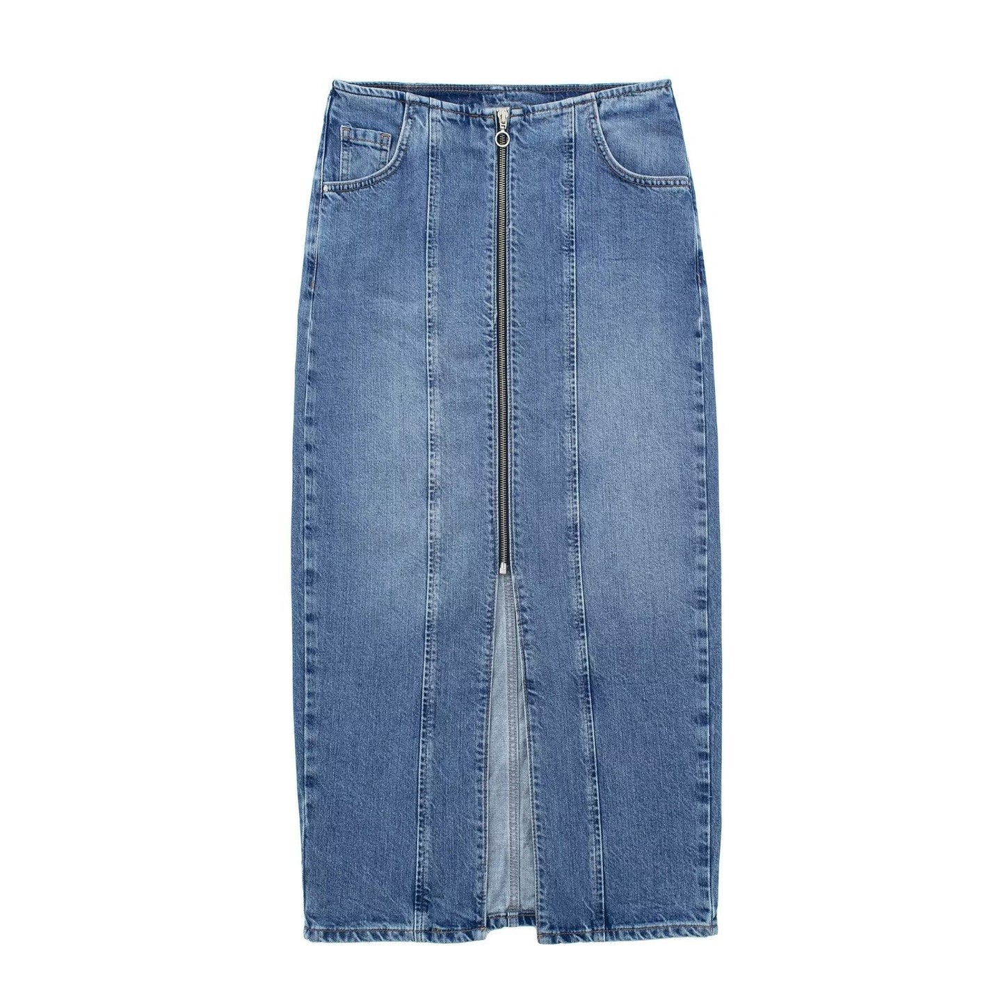 VGH Women's High Waist Denim Skirt with Pockets