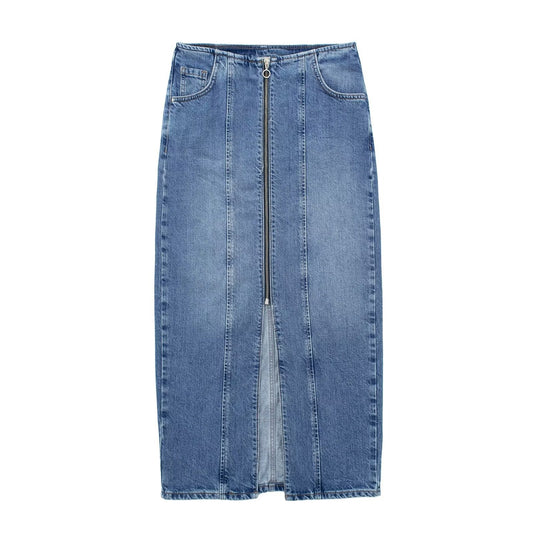 VGH Women's High Waist Denim Skirt with Pockets