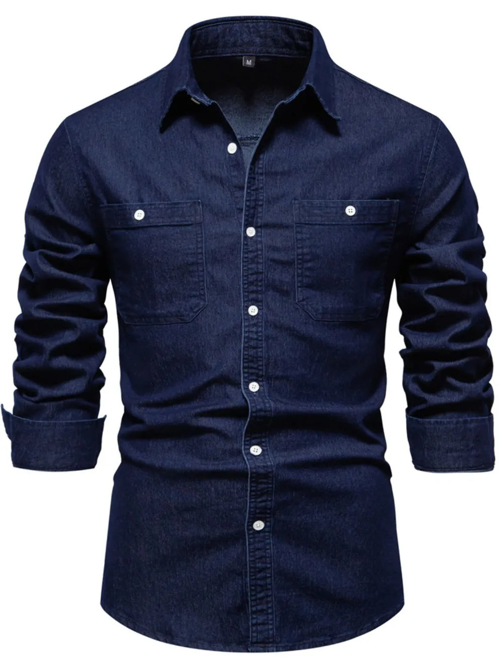 Men's Collared Neck Long Sleeve Denim Shirt