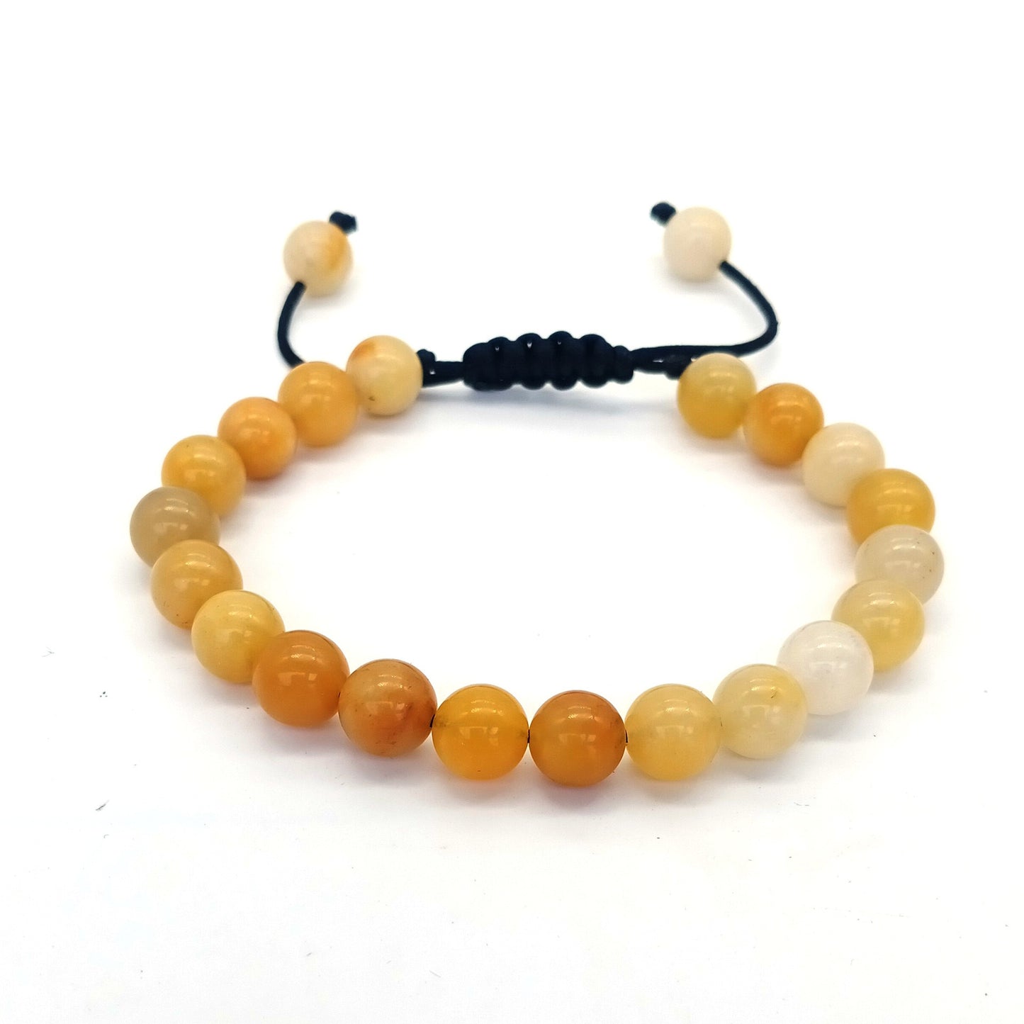 8mm Tiger Eye Stone Beads Bracelet - Adjustable Braided Rope Bangles