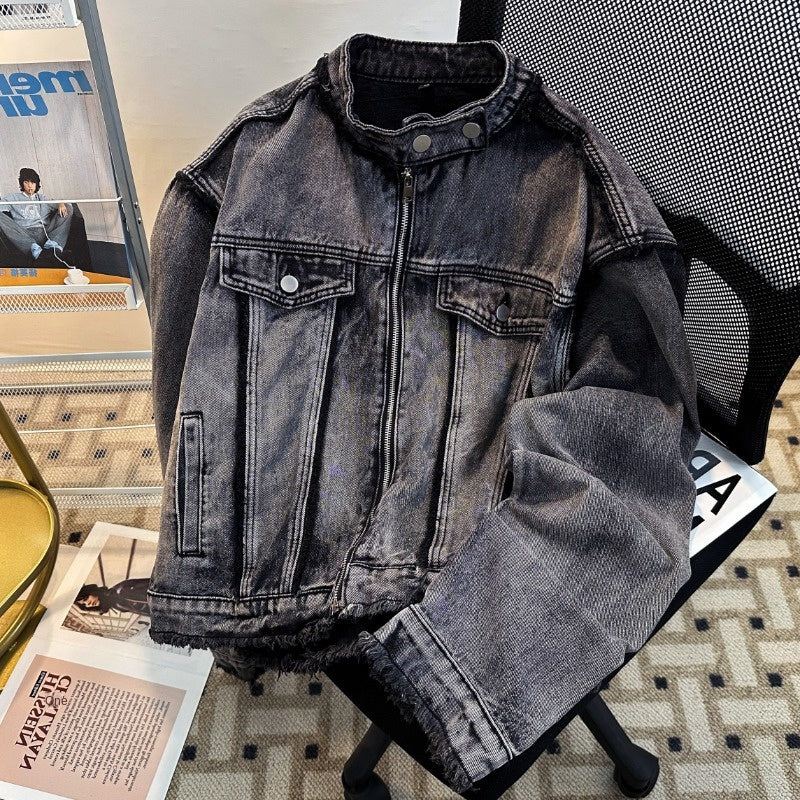 Washed High Street Denim Jacket for Men