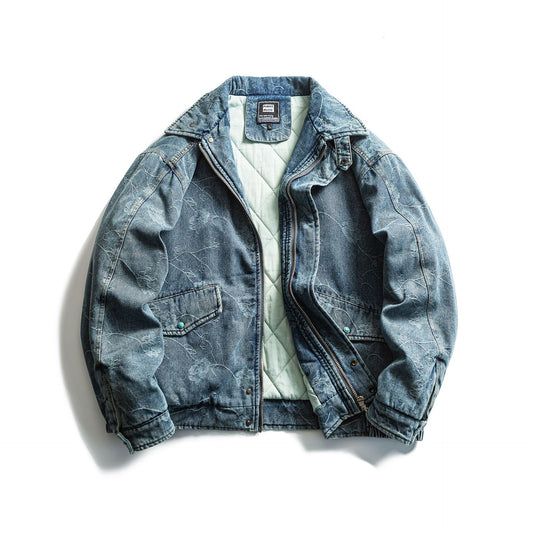 Jacquard Thick Warm Denim Cotton Coat