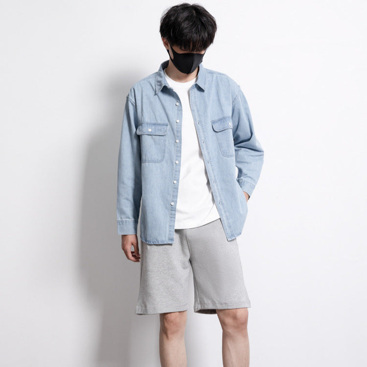 Men's Retro Denim Long Sleeve Shirt