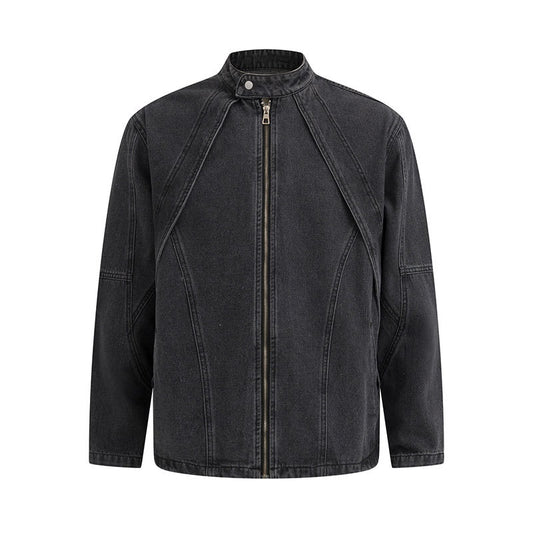 Deconstructing Silhouette Denim Zipper Jacket