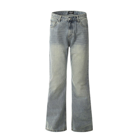 Men's Vintage Distressed Denim Flare Pants