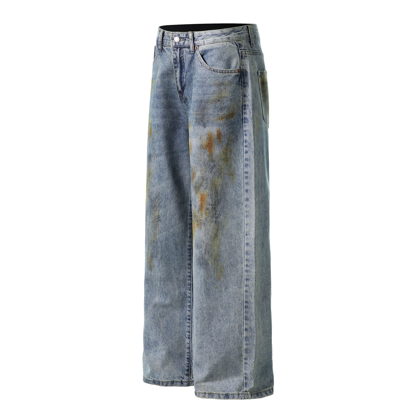 Unisex Distressed Denim Pants - Loose Straight Fit Trousers