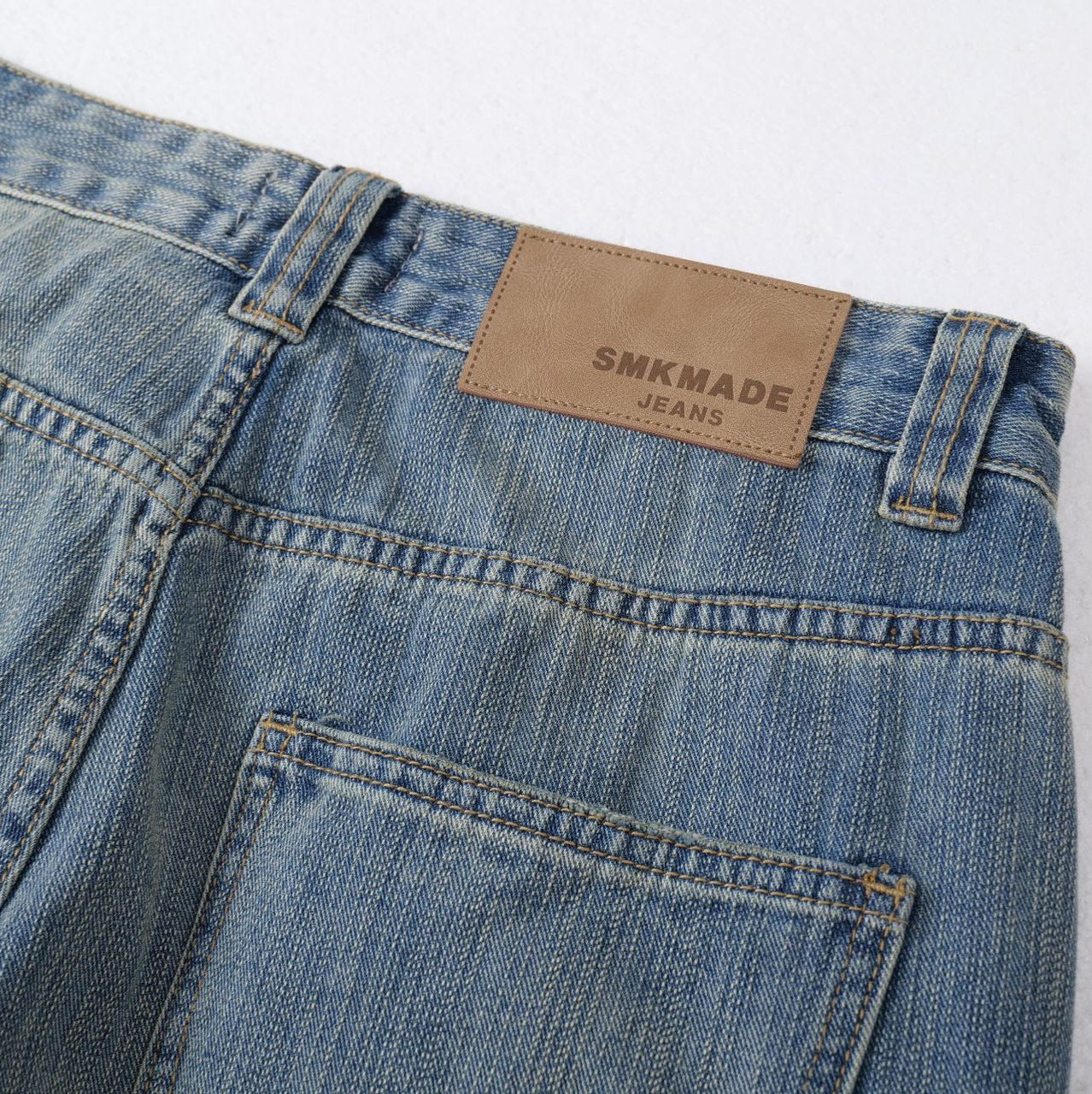 High-Street Unique Design Slub Denim Long Pants