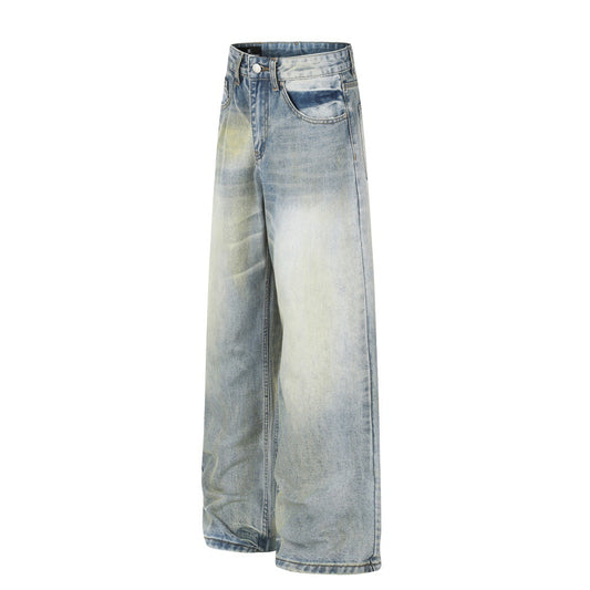 Men's Gradient Washed Straight Fit Denim Pants — Streetwear Casual Blue