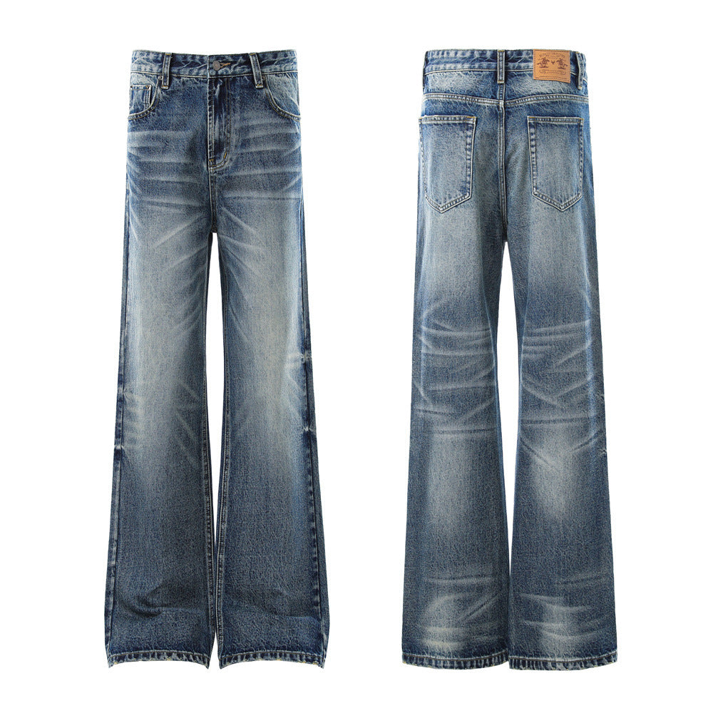 Washed Denim Bell Bottoms For Men – Flared Cotton Jeans (Mid-Rise)