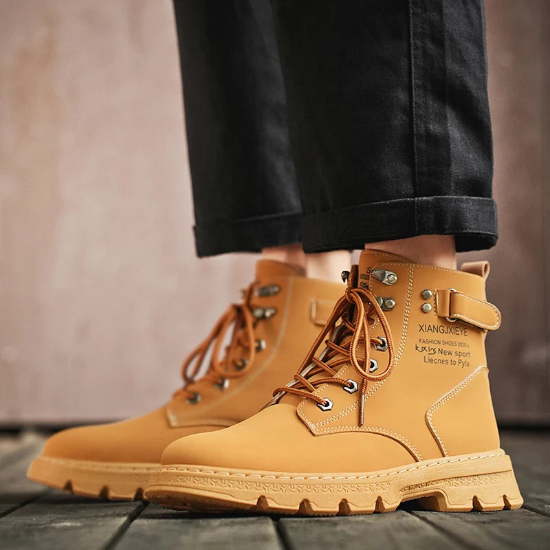 Men's High Top Workwear Boots -  Casual Leather Boots