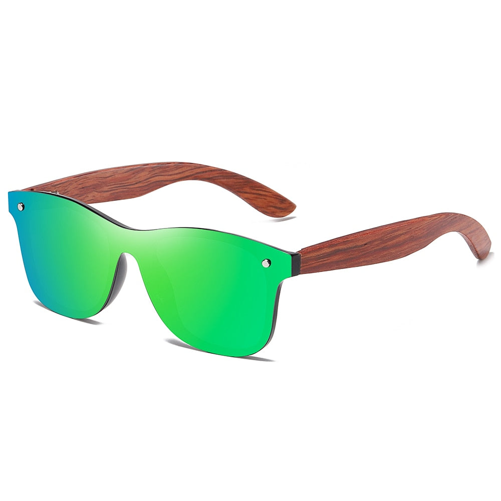 Wooden Vintage Men Sunglasses Polarized Rimless Square Frame