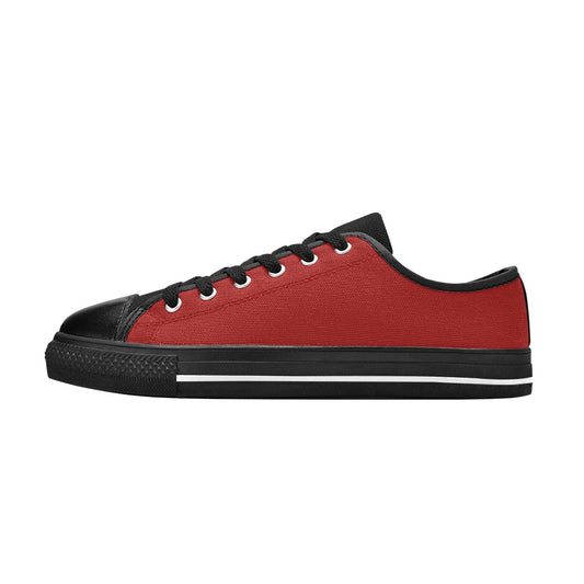 Canvas Low Top Men's Shoes - Dark Red