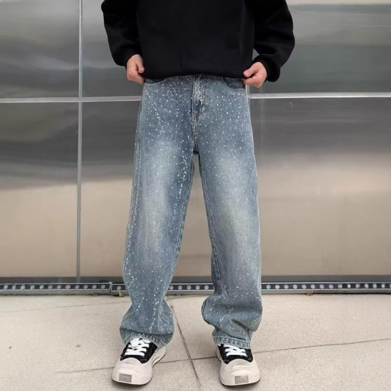 Straight Mid-Waist Blue Denim Pants — Unisex