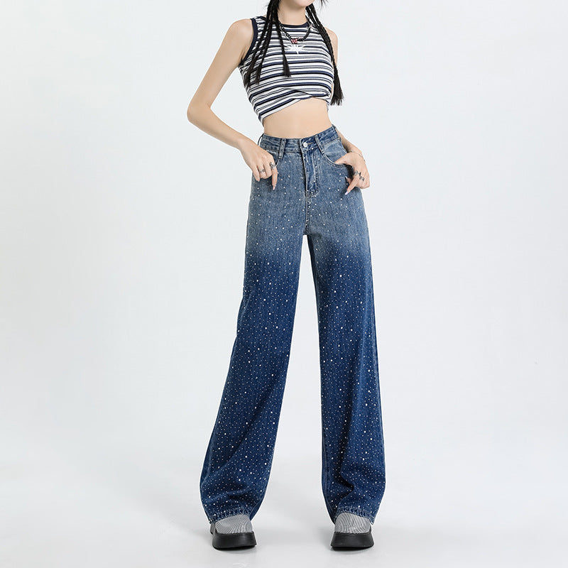 Women's High-Waisted Denim Pants - Versatile Straight Leg
