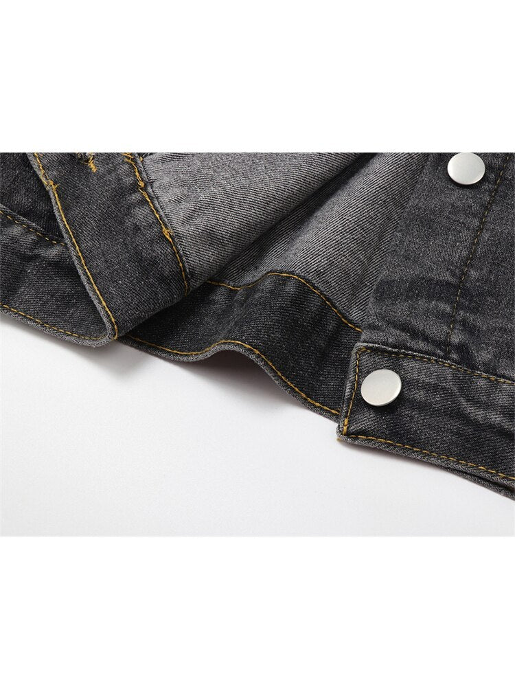 Retro Denim Jacket Women's Loose Zebra Pattern