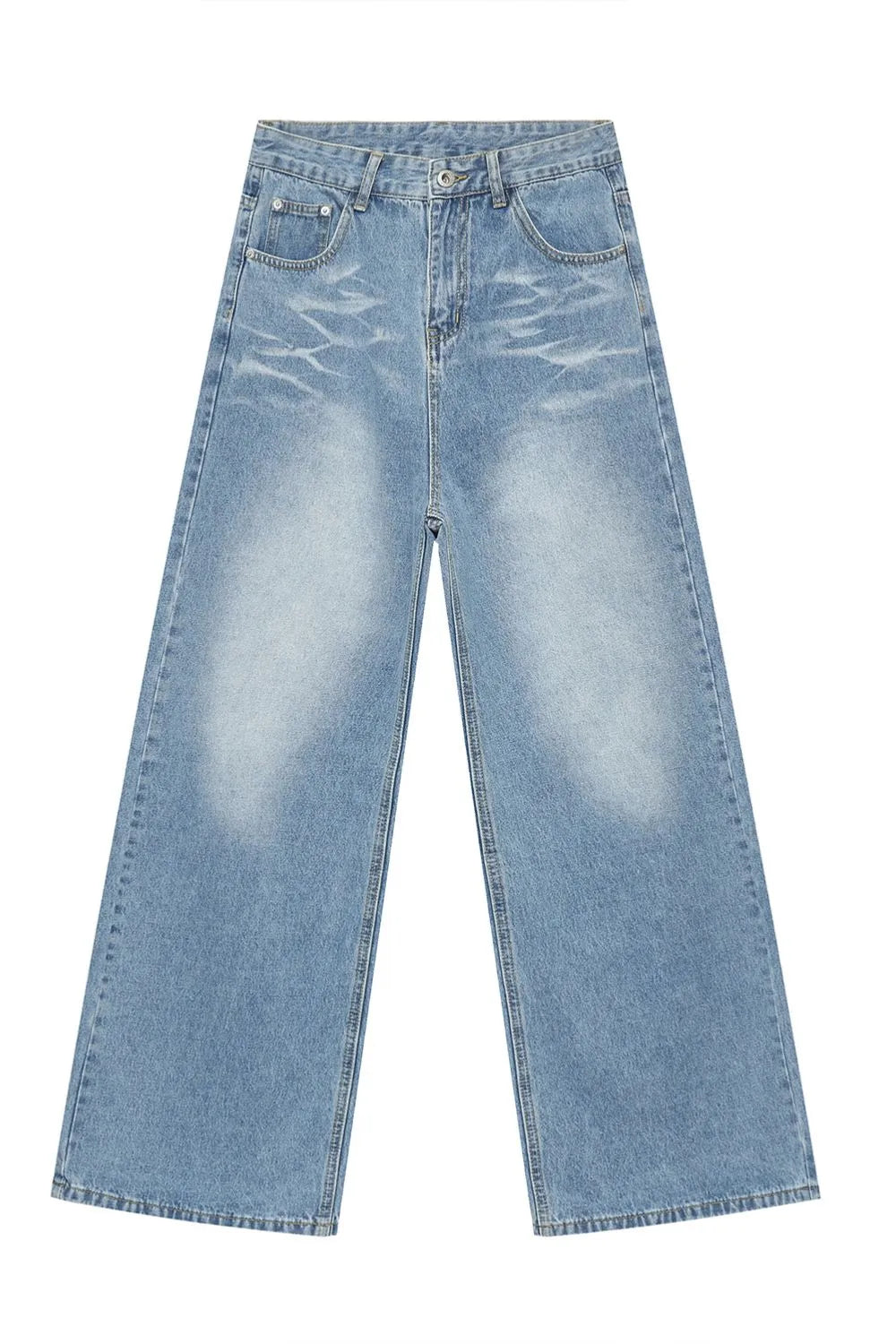 Mid Rise Wide Leg Men's Jeans with Pockets