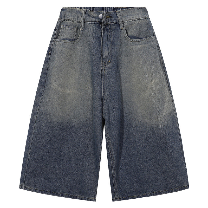 Denim Unisex Summer Straight High Street Loose Wide-leg Pants