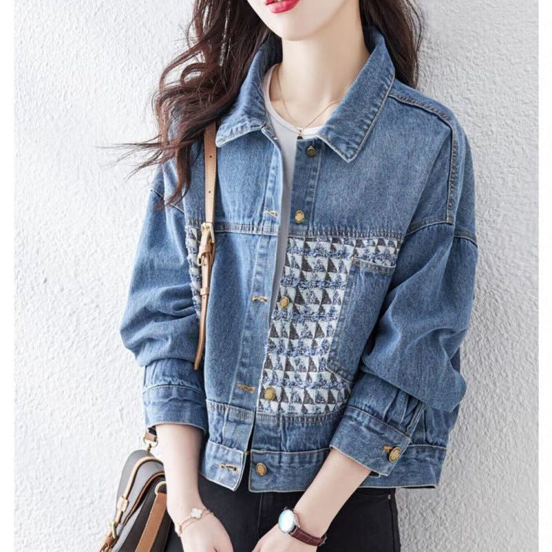 Loose and Stylish Patchwork Korean Denim Top